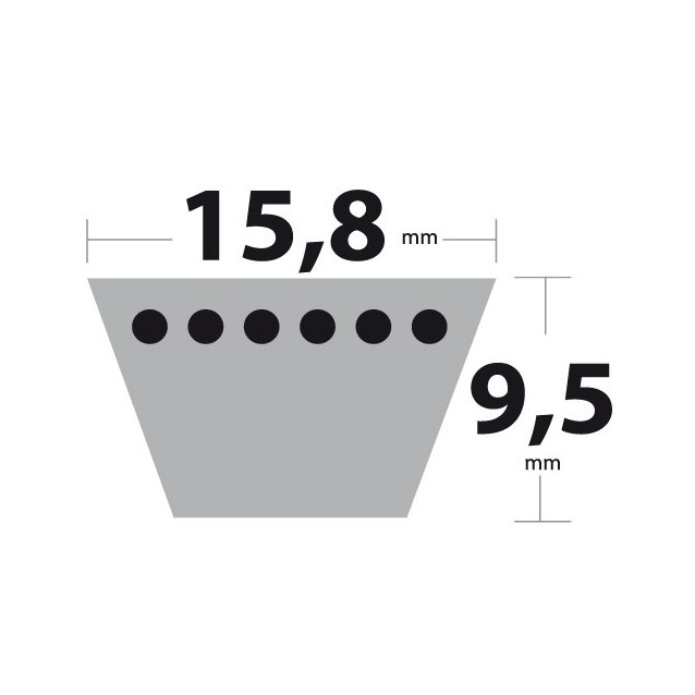 Courroie 5L87 Kevlar Trapézoïdale. 15,8 mm x 2210 mm.