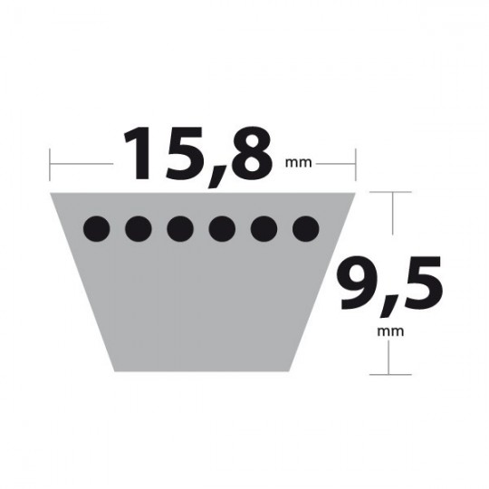 Courroie 5L87 Kevlar Trapézoïdale. 15,8 mm x 2210 mm.