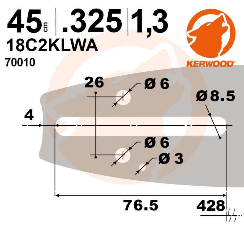 Chaîne pour tronçonneuse - 72 maillons - pas de 0.325 pour guide de 45 cm.