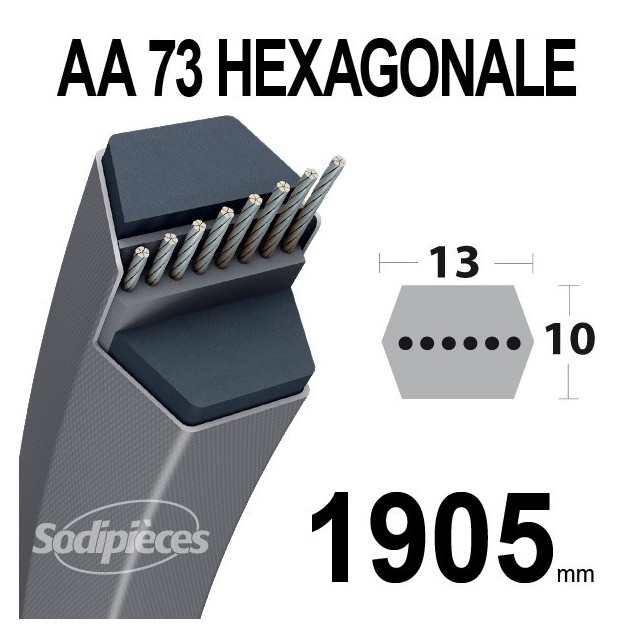 Courroie AA73 Héxagonale. 13 mm x 1937 mm.