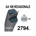 Courroie tondeuse AA108 Héxagonale. 13 mm x 2825 mm.