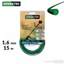 Fil débroussailleuse rond. 1.6 mm x 15 m. Greentek